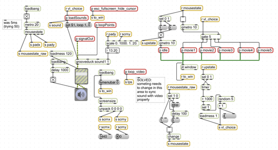 <em>Voice Lessons</em> Max/MSP patching window